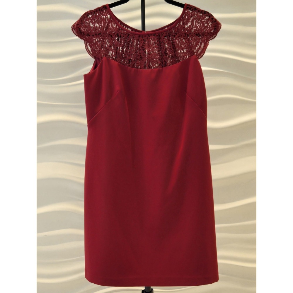 Shift Dress 6 Lace Top Cranberry Burgundy White House Black Market Valentine's